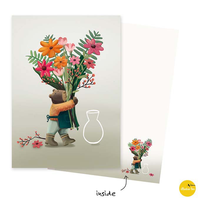 Greeting card Bloemenbeer