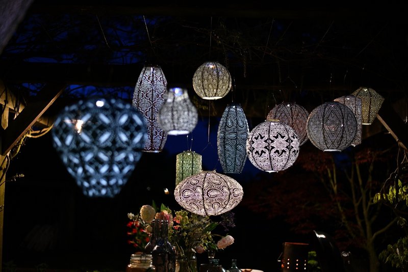 LUMIZ SOLAR LAMPION IKAT ROND - 30 cm - Light Taupe