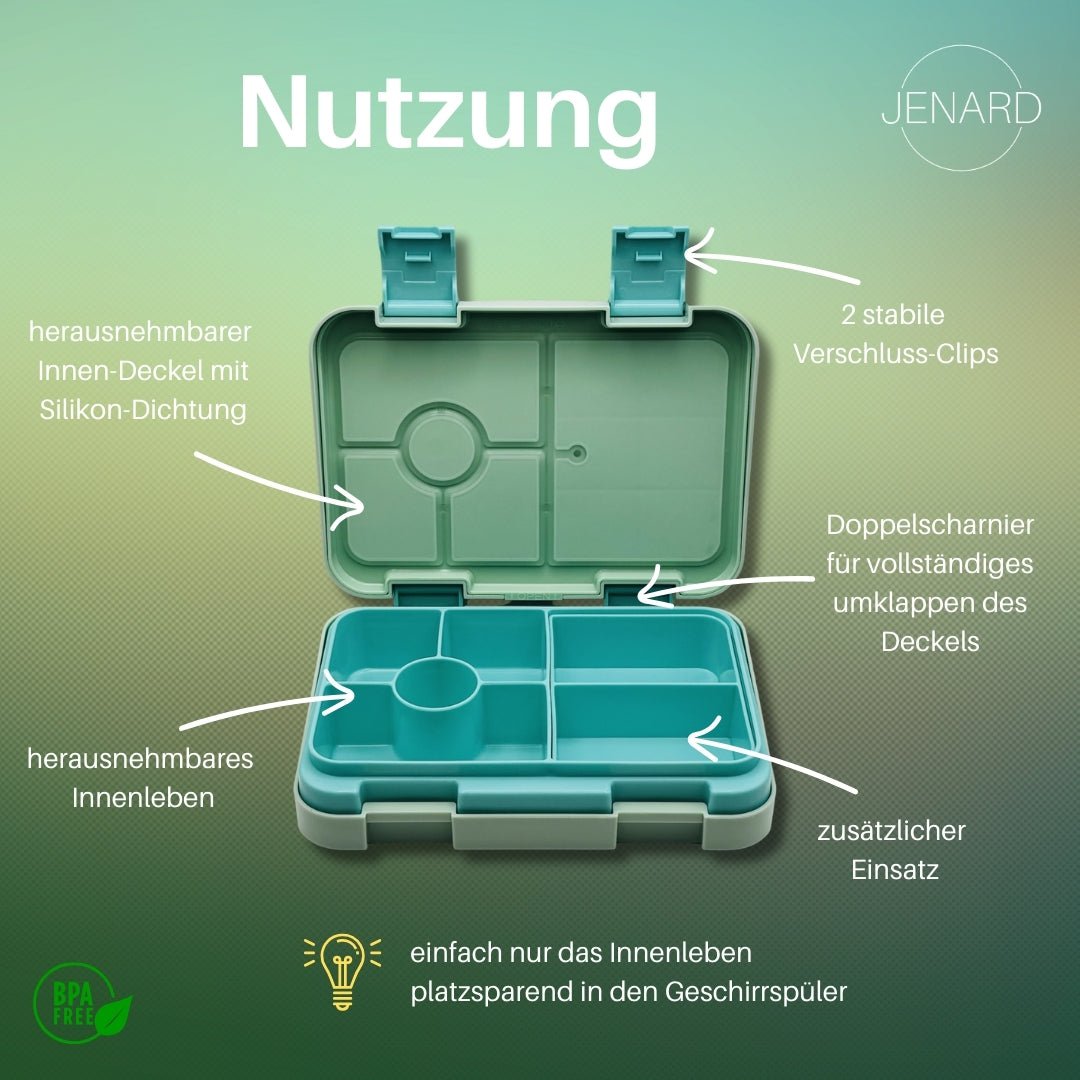 Kinderlunchbox met vakken - voetballer mint | JENARD®