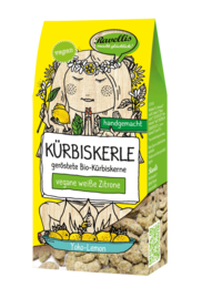 Pumpkin seeds coated in yogurt, chocolate, and lemon flavors. Packaged in a 6-pack carton or 1kg open container. Suitable for chocolate gift giving.
