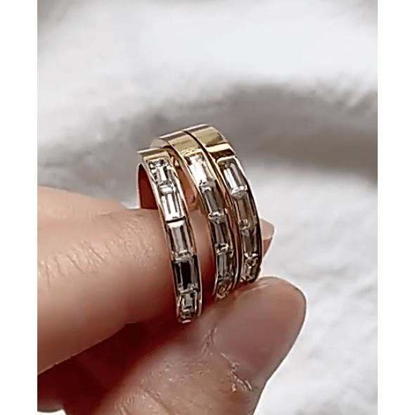 Samoa - Dainty Baguette Crystal Gold Band