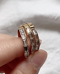 Samoa - Dainty Baguette Crystal Gold Band