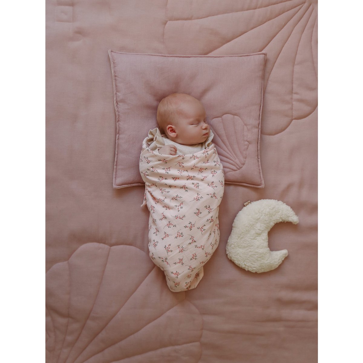 Linnen schelp kinderovertrekset "Poederroze" Groot formaat