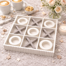 Gioco - Tic Tac Toe - MDF - Sabbia/Tortora - 33x33x5cm