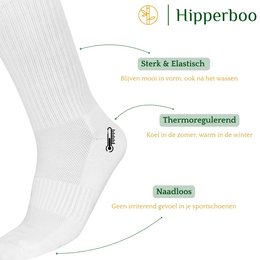 Hipperboo® 3 of 6 Paar Bamboe Sportsokken | Tennissokken | Hardloopsokken | Naadloos | Zwart of Wit | Meerdere maten
