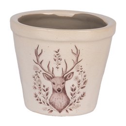 Bloempot Ø 8x7 cm Beige Keramiek Hert