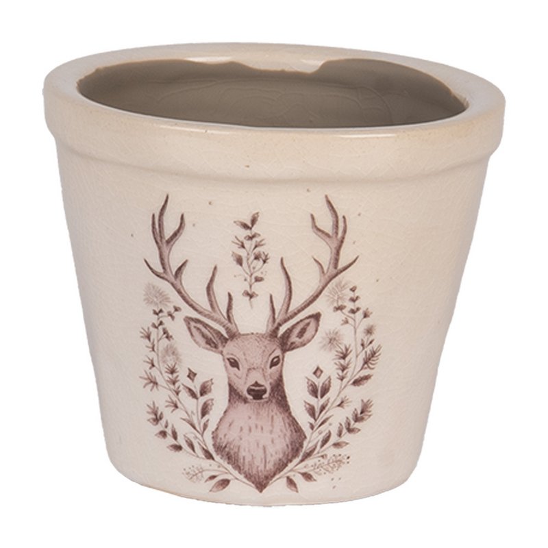 Bloempot Ø 8x7 cm Beige Keramiek Hert