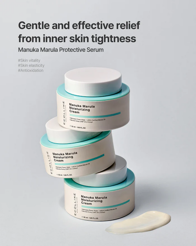 ECOLLINE Clean Beauty Dermocosmetic Moisturizing Cream| Barrier Repair with Manuka Honey & Marula Oil | KOREAN Skincare