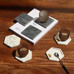 Untersetzer | Gemeißelter Schiefer 4er-Set | 10x10cm