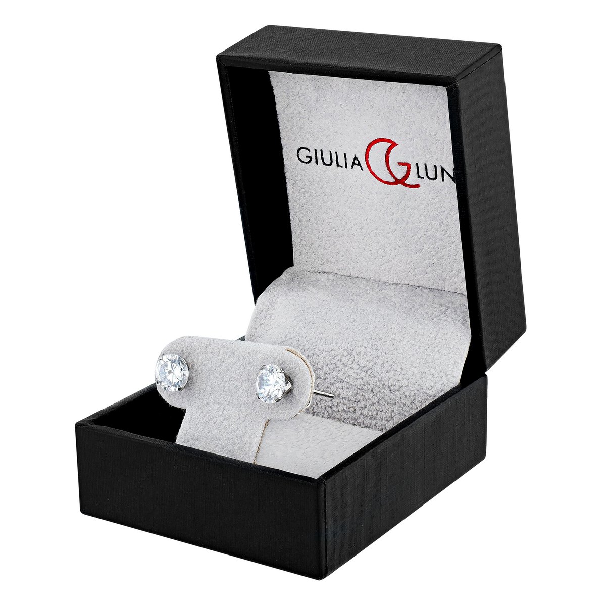 Giulia Luna stainless steel stud earrings in box