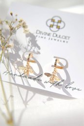 "Ape d'oro" | Orecchini a cerchio con ape 24K