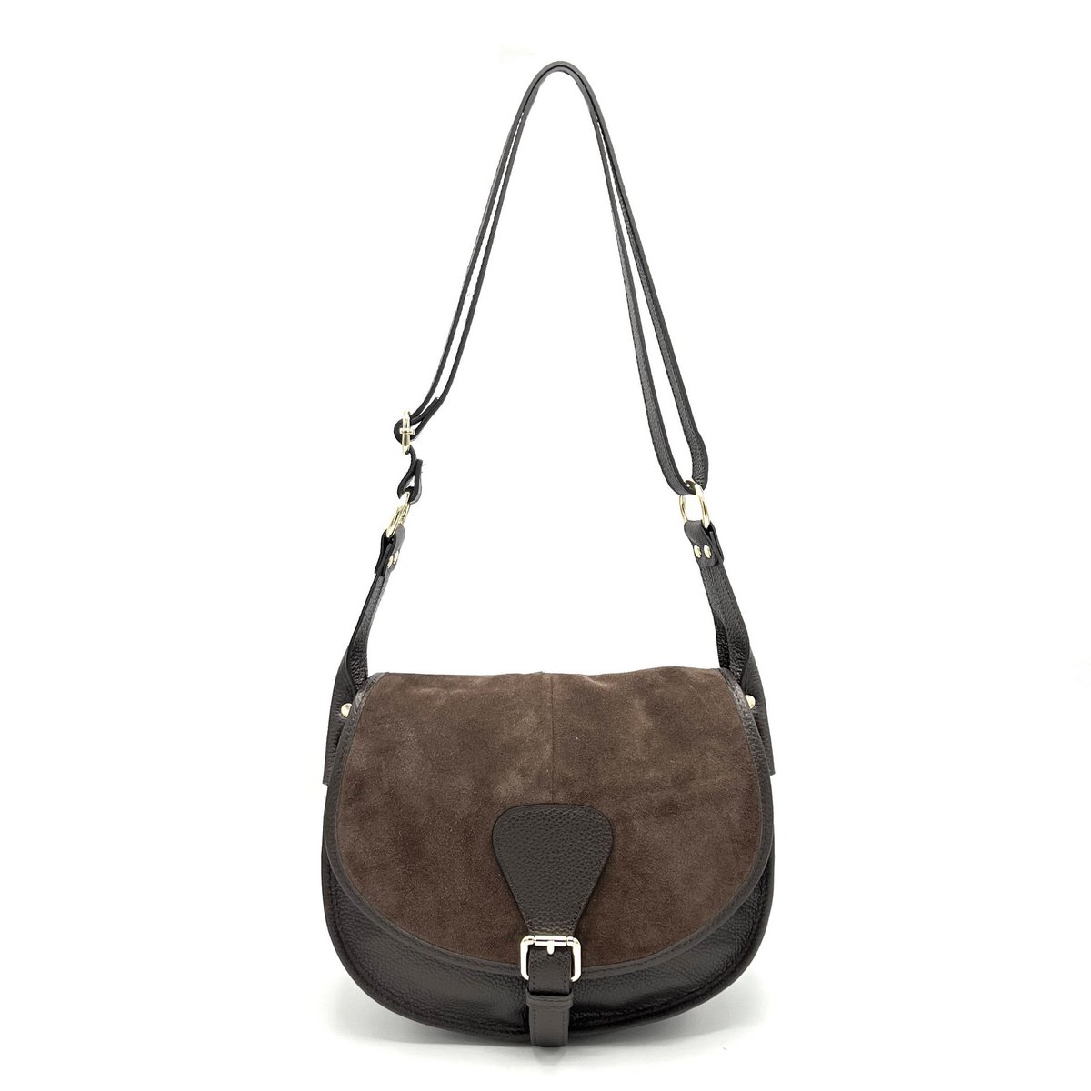 Bolso Saddle para Mujer en Piel Ante, Made in Italy, art. 112642Nuevo