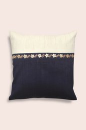 Cojín | Funda de seda Dupion tejida a mano Borde Dabka | 41x41cm