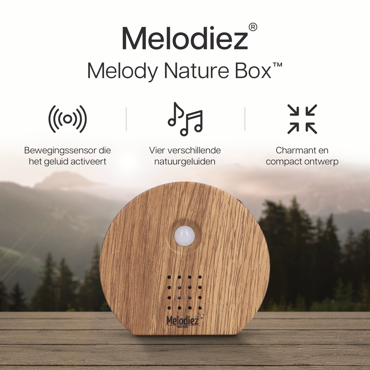 Melodiez Fuglelyde Hus med Sensor - Box Inkl. Batterier og 5 naturlige fugle-, hav- og junglelyde - Fuglehus med lyd - Fuglelydshus til toilettet