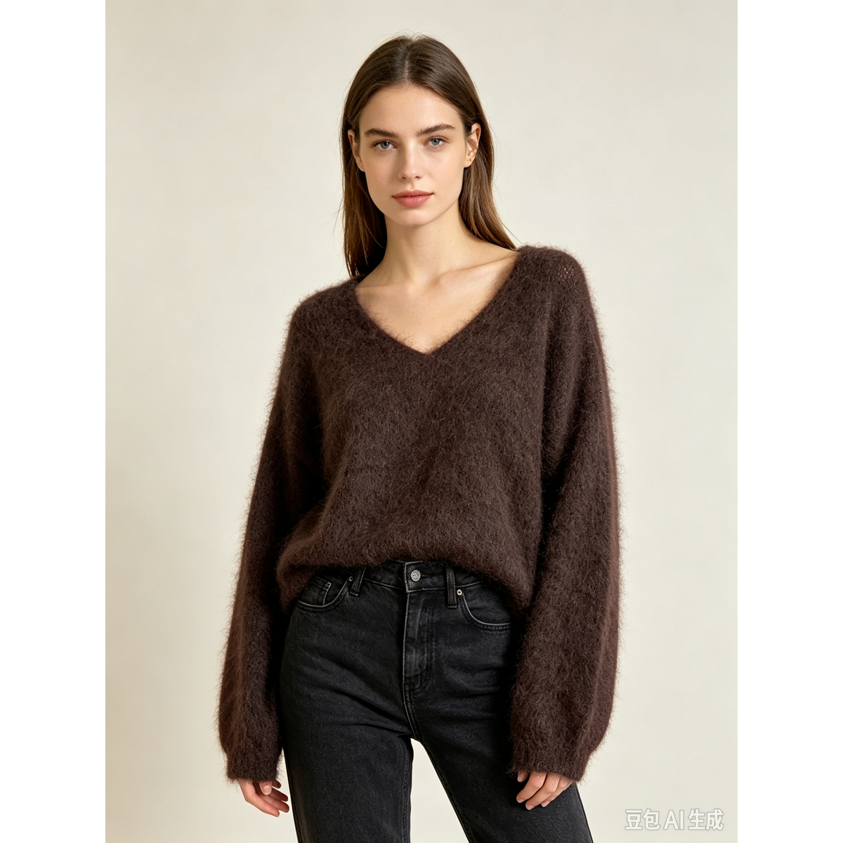 Mohair trui met V-hals REF. 7714