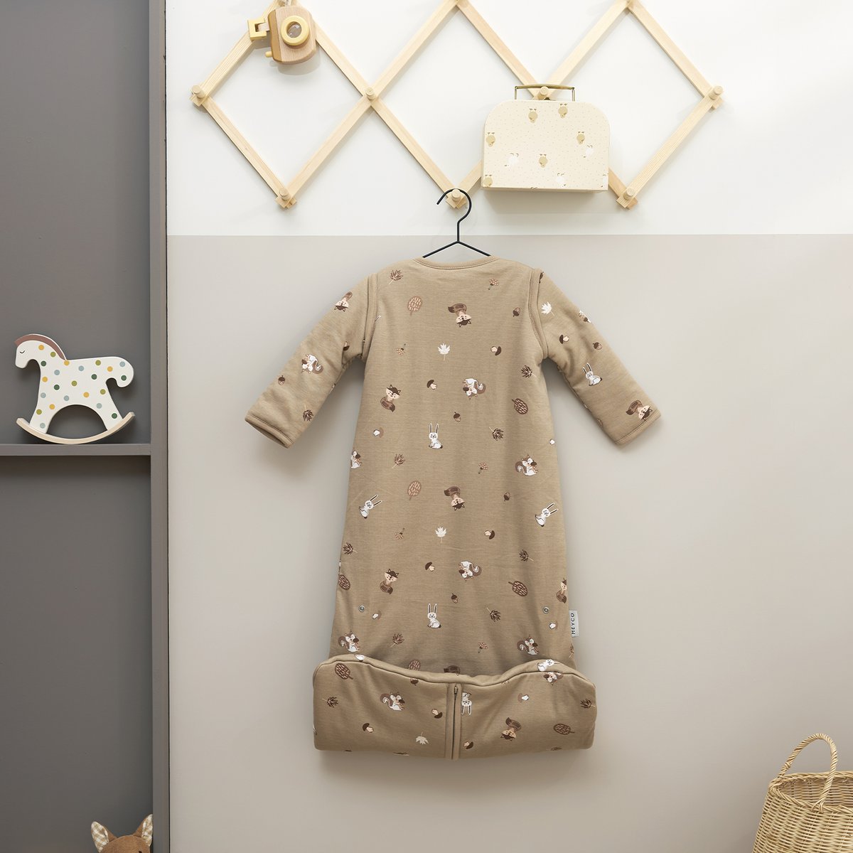 Schlafsack 4-Jahreszeiten-Interlock-Jersey Forest Animals Sand Einheitsgröße