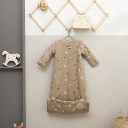 Sovepose 4-sæson interlock jersey Skovdyr Sand one size