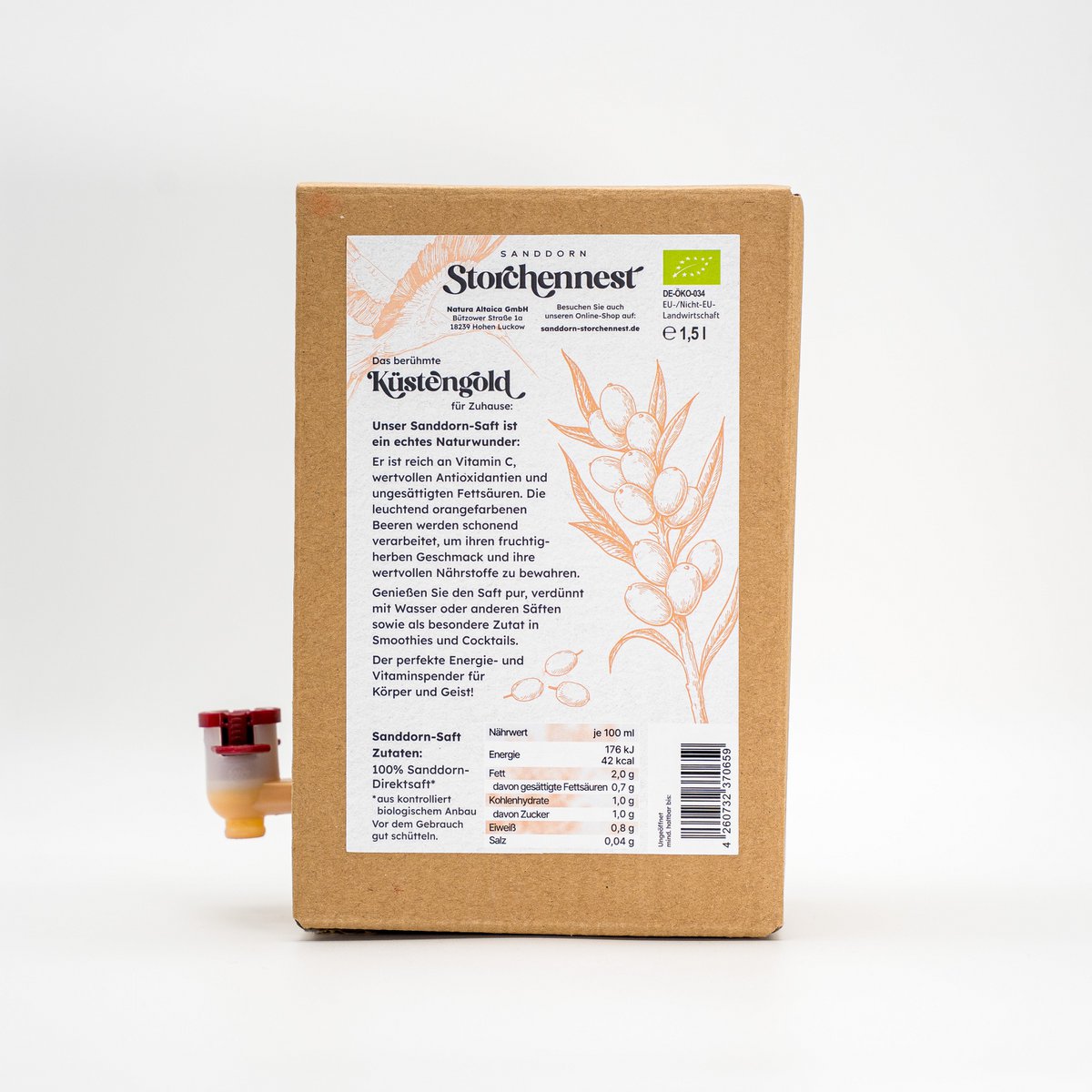 Sanddorn Saft - Bag in Box de 1,5 Litros
