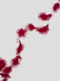 A long, fluffy, tomato-red garland made of marabou feathers, measuring 220cm in length. Suitable for seasonal decorations.