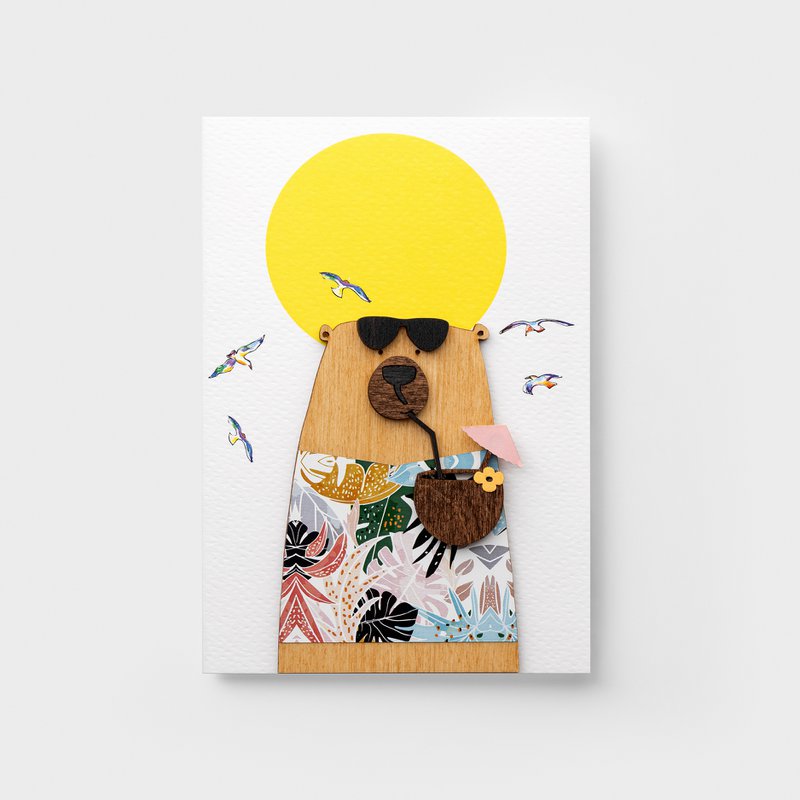 3D træ sommerbjørnekort – tropisk temahilsen