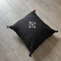 Black Moroccan Cushion in Cotton