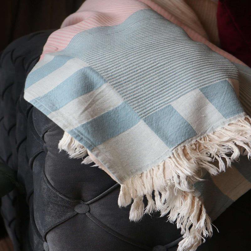 Tyrkisk håndklæde | Patchwork | Blågrøn & Pink & Mælkekaffe