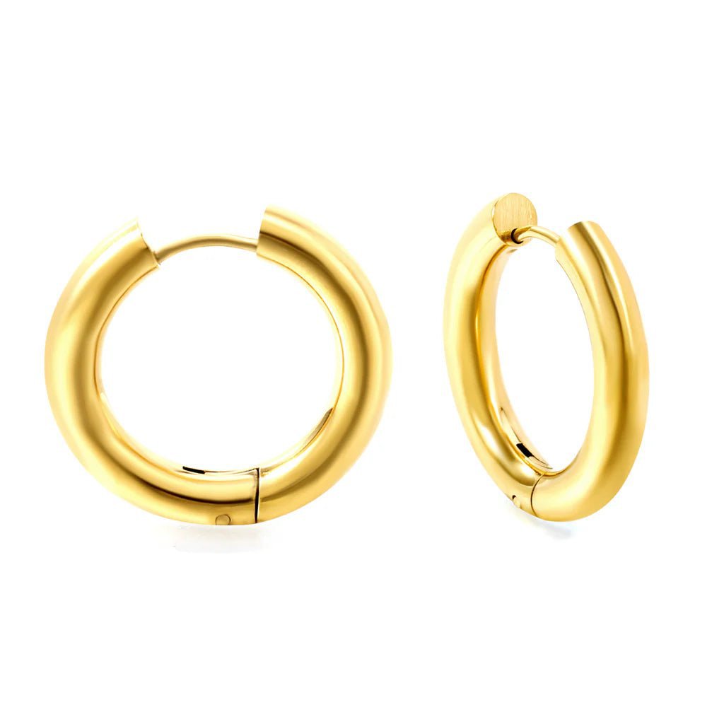 MINIMAL LOOP - Waterproof gold-plated steel double hoop earrings