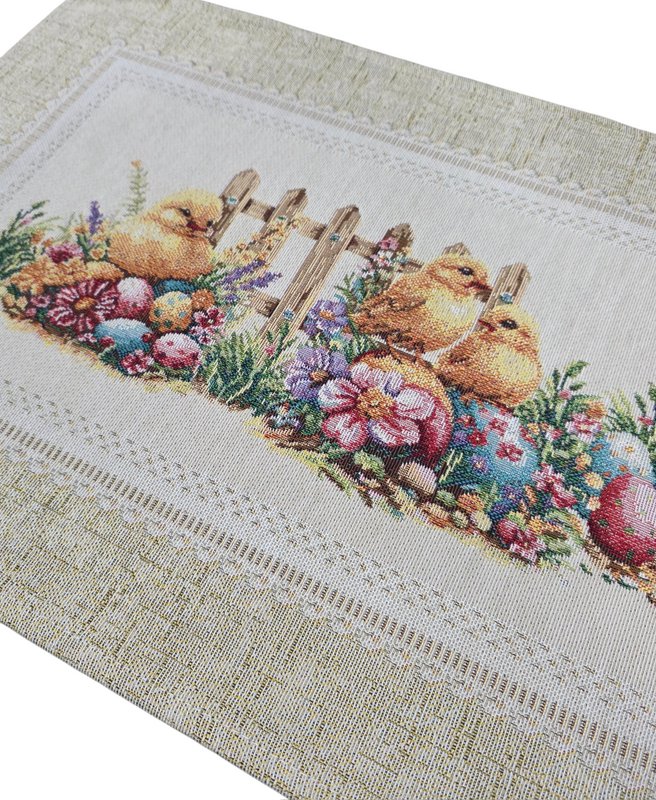 Küken-Osterfrühstücks-Tischset in Gobelin-Kopie