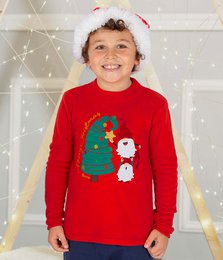 Jersey de algodón con bordado Merry Christmas Tree