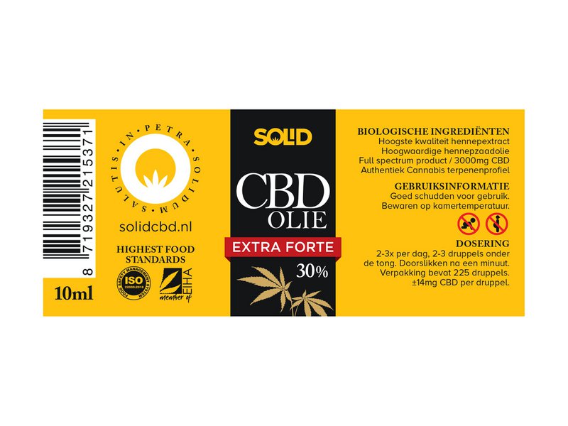 Aceite sólido de CBD de espectro completo premium al 30 % - 10 ml