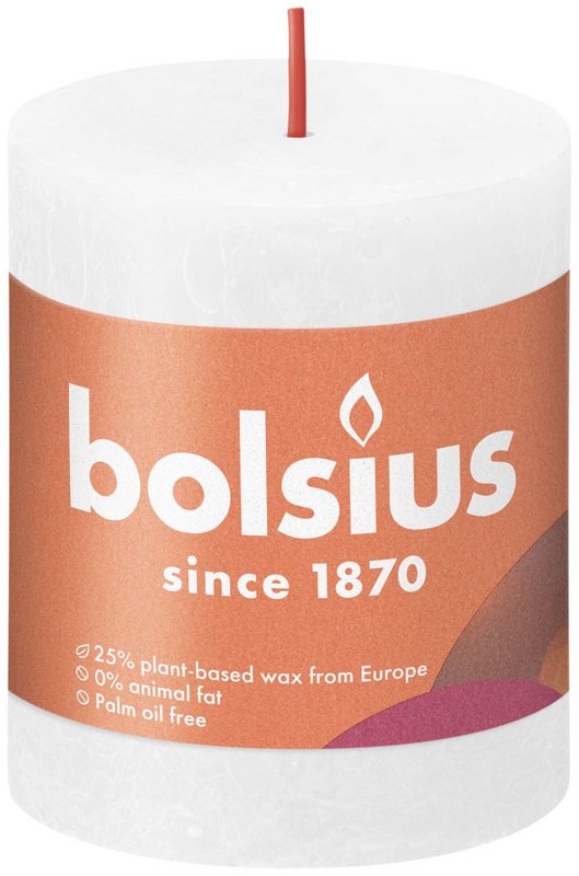 Bolsius Rustikale Stumpenkerze 80/68 Weiß