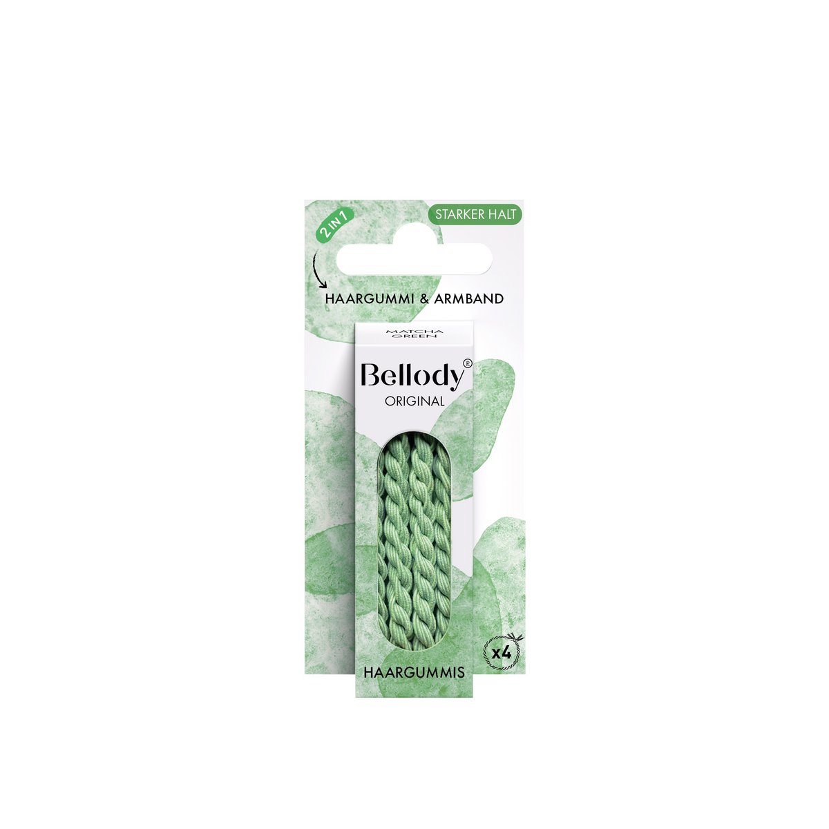 NUEVO - Gomas para el cabello Matcha Green - Bellody® (4 piezas) - Elegantes coleteros trenzados
