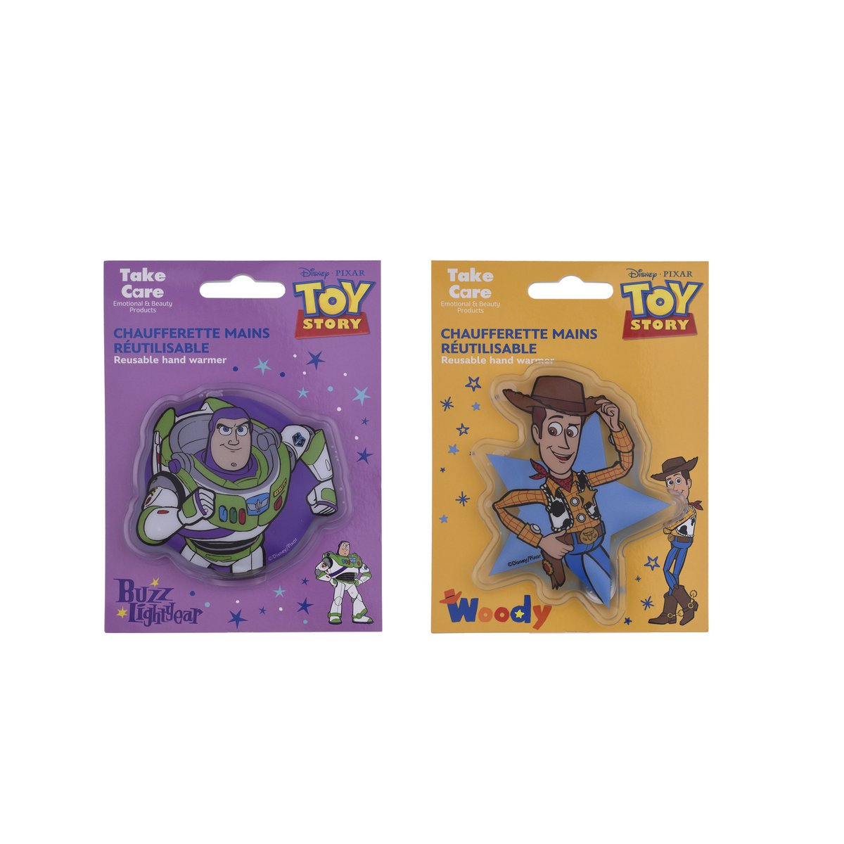 Chaufferette Mains Disney Toy Story en Blister – Assortiment 24n scène Woody, Buzz et leurs amis séduira les fans de la saga. Présentée en blister, vendue en assortiment de 24 pour un merchandising complet.