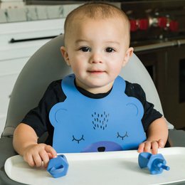 Baby bib for babies from 4 months in silicone with animals for weaning and feeding
