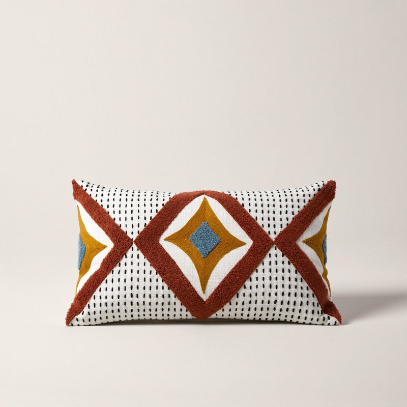 ZAYI ivory and terracotta cushion cover