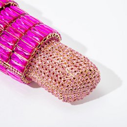Borsa da sera con rossetto fucsia color smeraldo e diamanti Saint Tropez