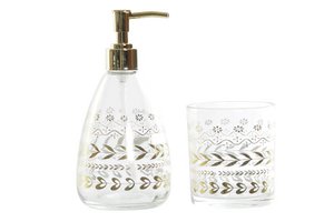 BATHROOM SET 2 ABS GLASS 9X9X18 400 SHEETS GOLD PB189680