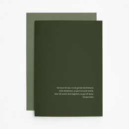 "Olive green greeting card with text in Dutch. The card has a simple, minimalist design with no visible imagery."