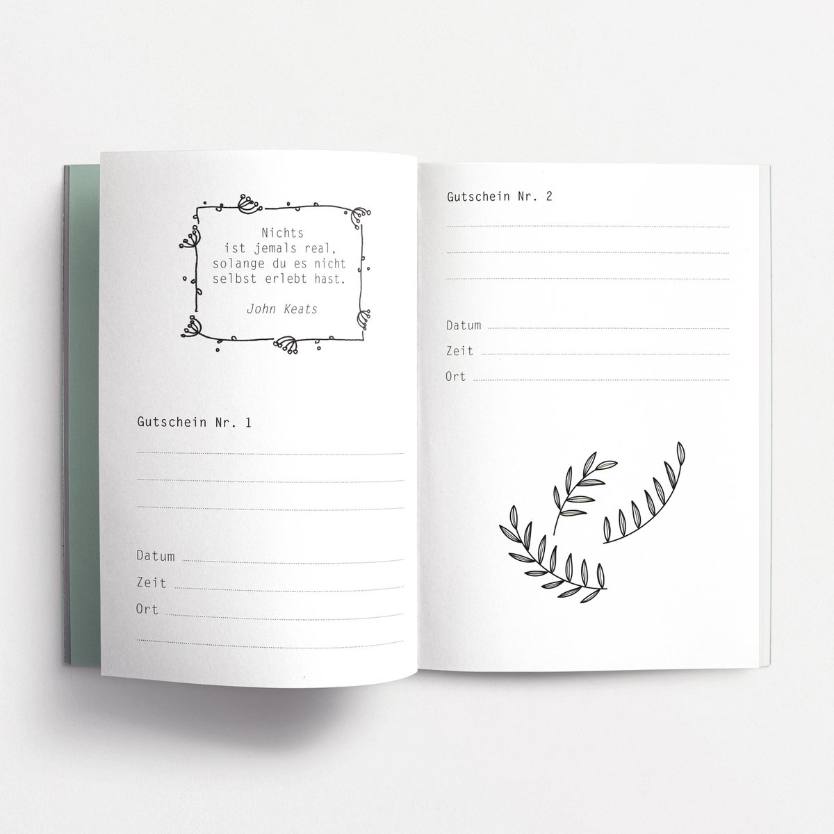 Coupon booklet time instead of stuff, light green