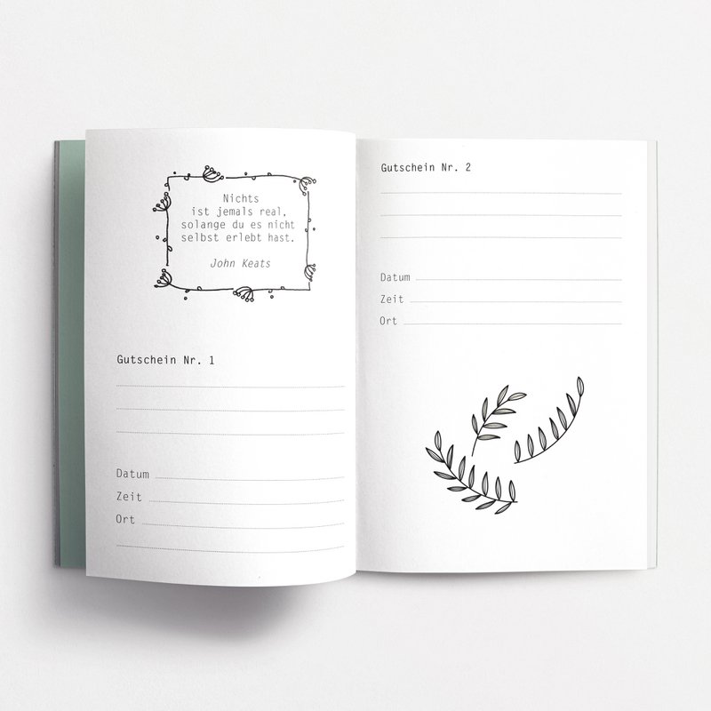 Coupon booklet time instead of stuff, light green