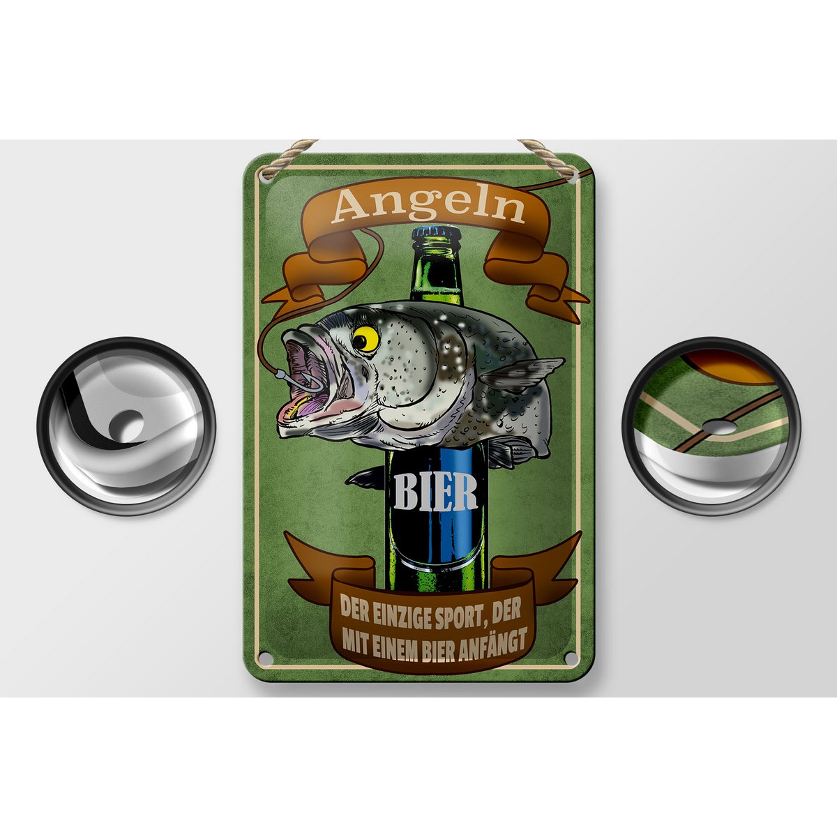 Tin sign saying 12x18cm fishing beer the only sport decoration