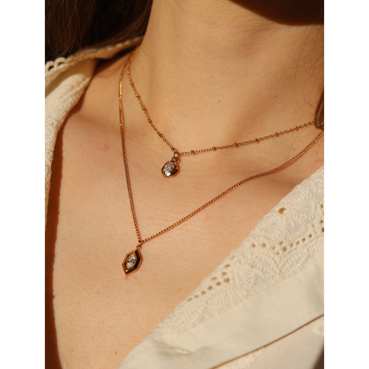 Ede - Collier minimaliste de perles de cristal