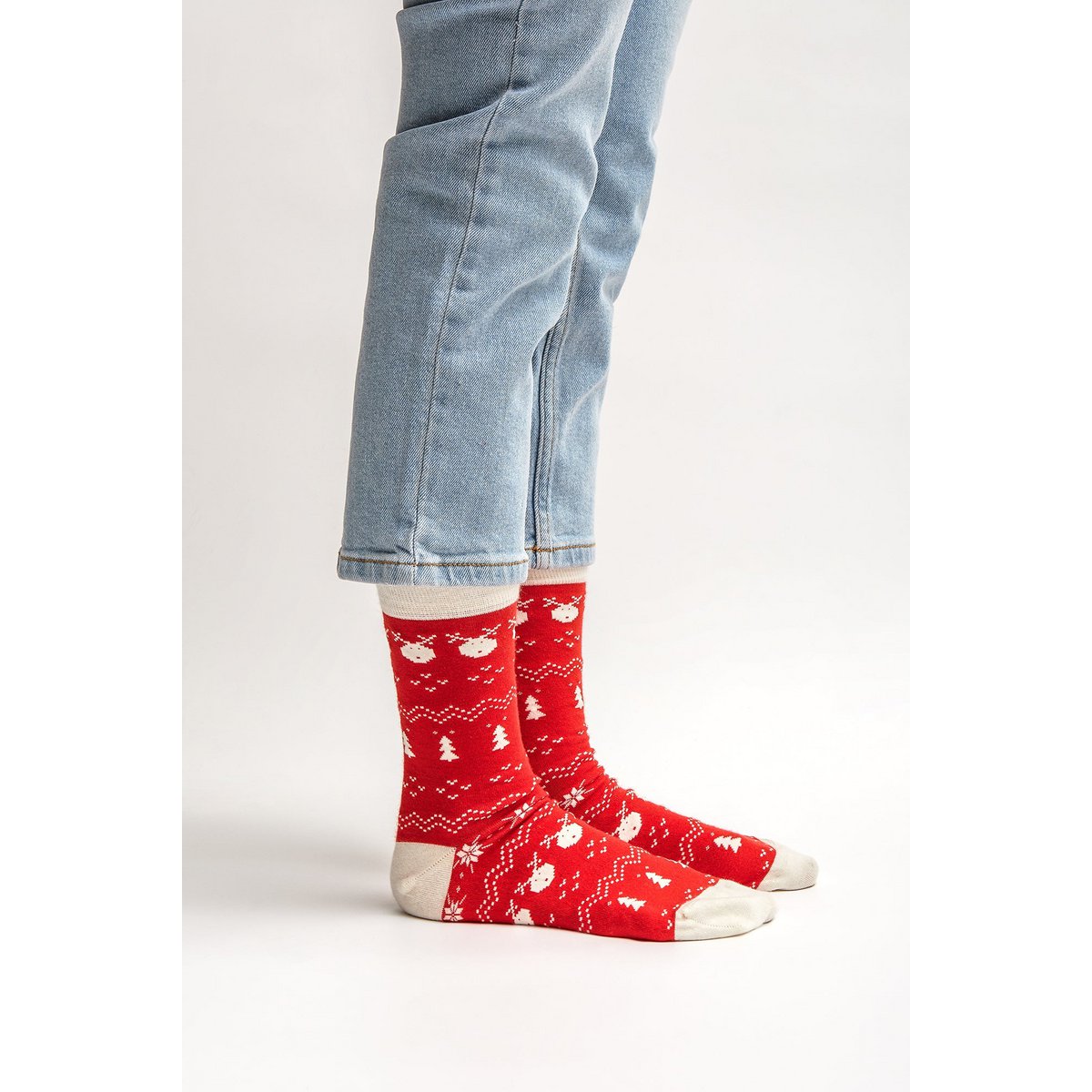 Organic socks gift set Xmas, 2-pack - 2 pairs of colorful socks with a Christmas pattern