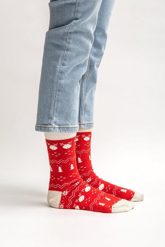 Organic socks gift set Xmas, 2-pack - 2 pairs of colorful socks with a Christmas pattern