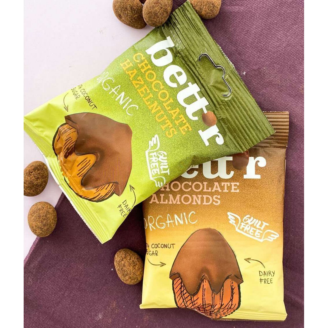 Chocolate Hazelnuts, organic, Bett'r, 40g
