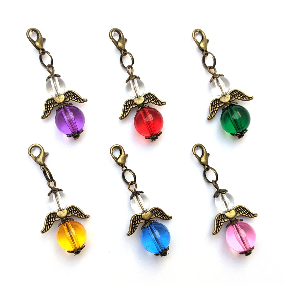Guardian angel "Caro" keychain, 6-series set, bronze color