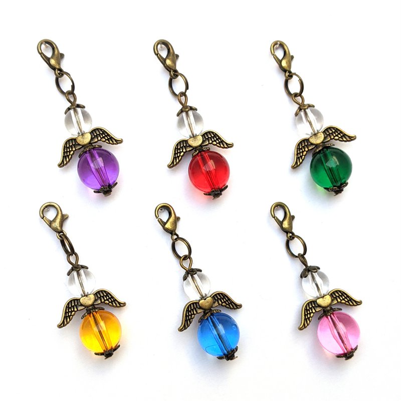 Guardian angel "Caro" keychain, 6-series set, bronze color