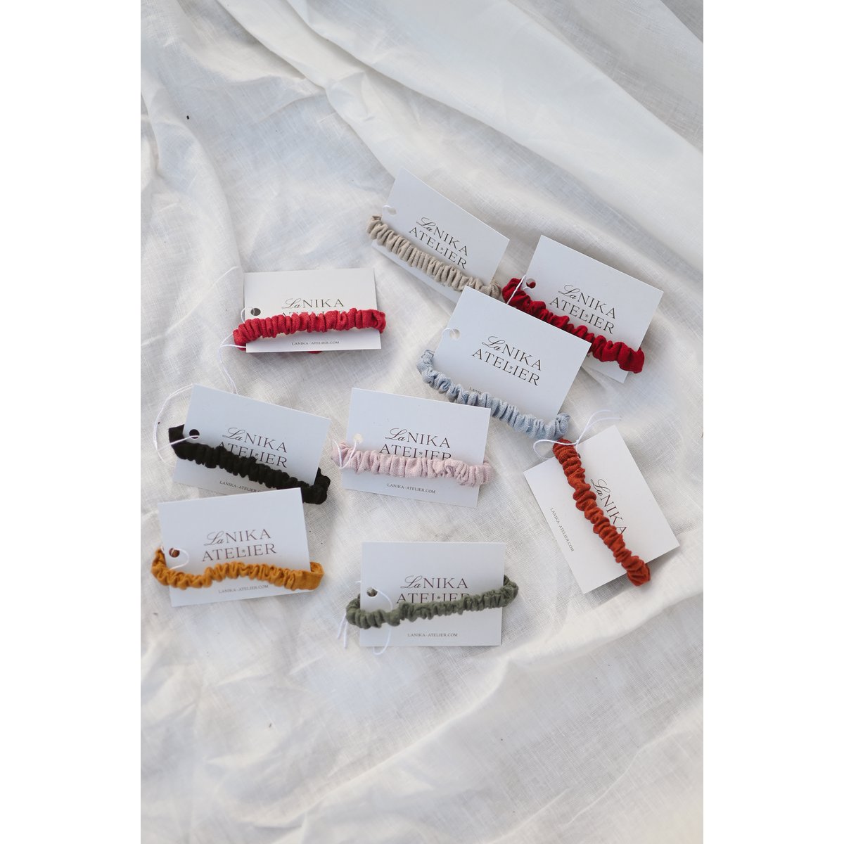 Dünne elastische Leinen-Scrunchies ohne Plastik – Leinen-Haargummis