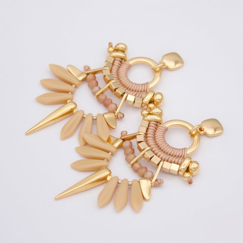 COCORA beige and gold statement earrings