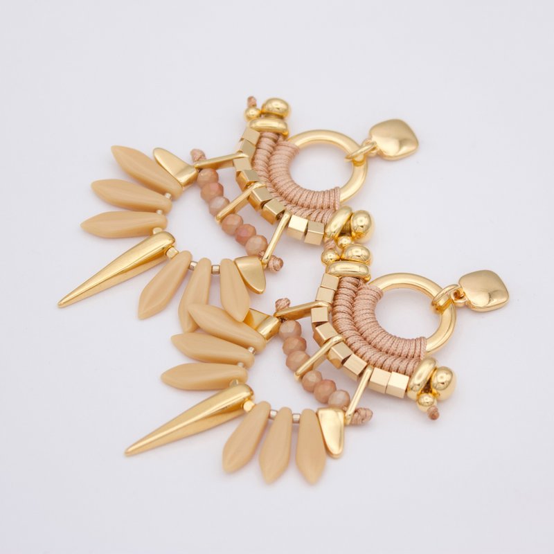COCORA beige and gold statement earrings
